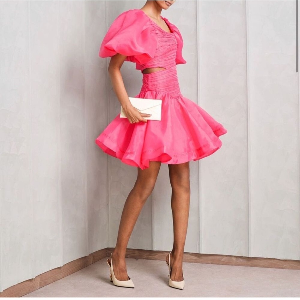 Aje Orange Puff Sleeve Mini Sundress - Picture 2 of 12